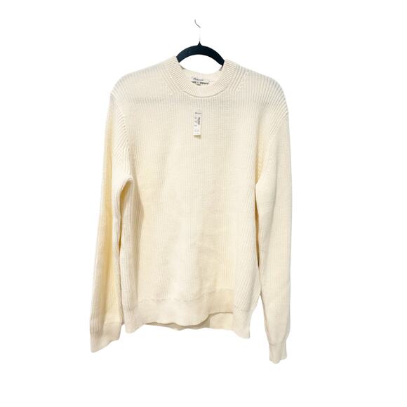 Madewell Men's Cotton Shaker-Stitch Crewneck Sweater Vintage Ivory Size M NWT - Picture 7 of 12
